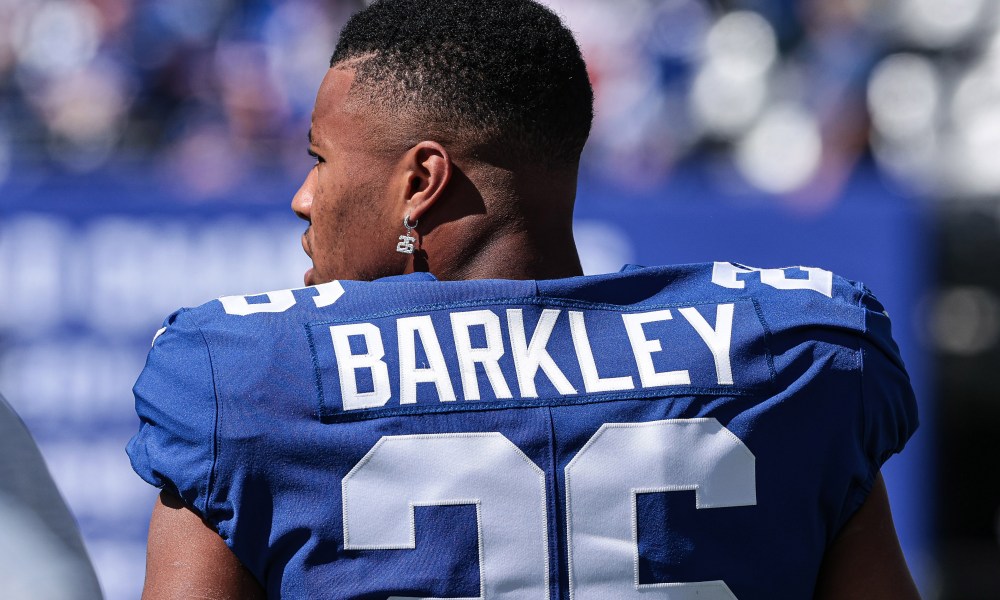 NFL Running Back Saquon Barkley has posted an MVP-candidate level season, with a chance to now win the Super Bowl in his first year with the Philadelphia Eagles.  (Photo courtesy John Fennelly: Giants Wire)